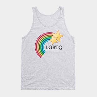 Rainbow and stars LGBTQ (black text) Tank Top